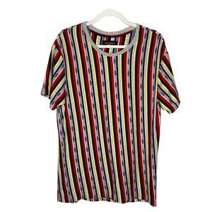 PacSun Los Angeles Striped 100% Cotton Aztec Short Sleeve Tee Men's Medium Gray